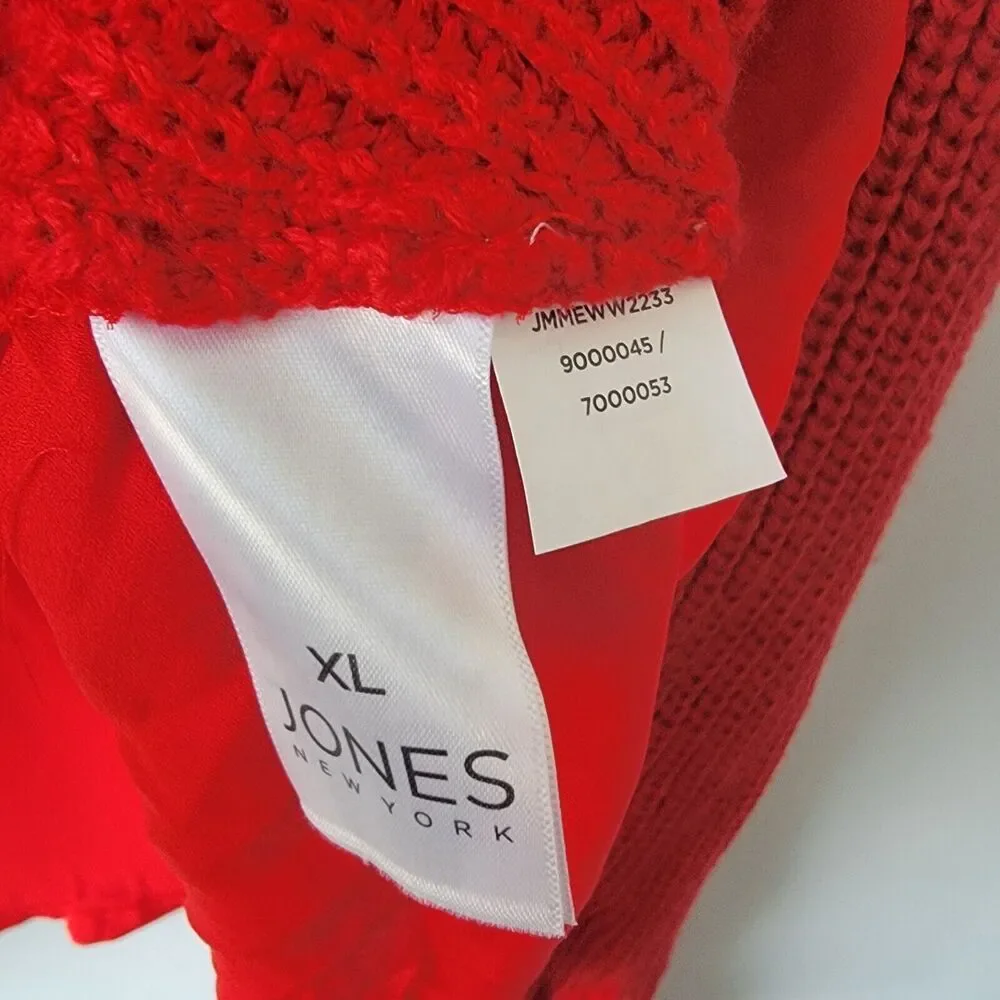 Jones new york womens sweater size XL V-neck mixdmidia long sleeve red